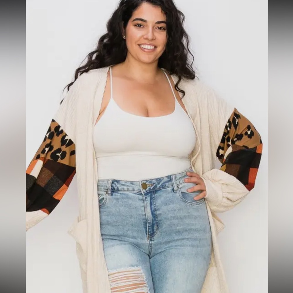 Ribbed open front cardigan with pockets - Picture 2 of 15